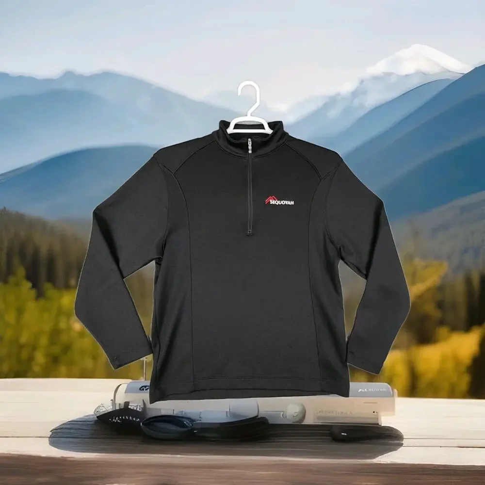 Nike Golf 1/4 Zip Pullover Mens Medium Black Embroidered Sequoyah Athletic EUC